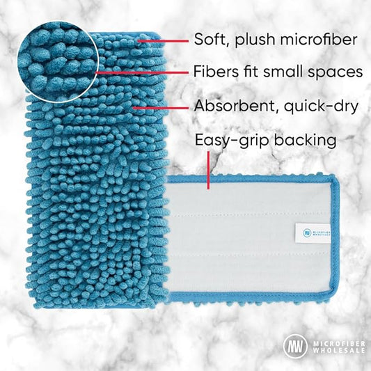 Microfiber Wholesale 10" Dry & Wet Mucho Mop Pads - Compatible with Swiffer Wet Jet - Reusable & Washable Microfiber Mop Heads, 2 Pack