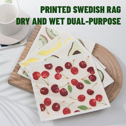 Kitchen Towels Swedish Dishcloths - 6 Count Reusable Paper Towels Washable, Cellulose Sponge Dish Towels for Kitchen Cleaning, Ultra Absorbent Odor Free Eco Friendly Biodegradable Cleaning Rags