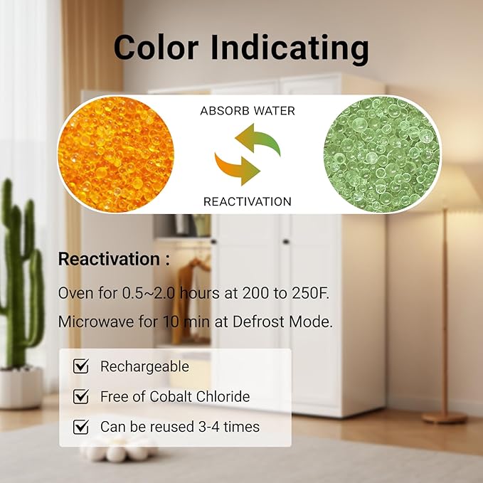 Reusable Orange Silica Gel Desiccant Beads, Suitable for 3D Printing, Hardware and Electrical appliances to Absorb Moisture, Silica Gel Desiccant Particles, 2 LBS
