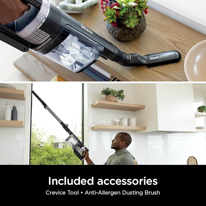 Shark Stratos Cordless Vacuum with Clean Sense IQ and Odor Neutralizer, MultiFlex Wand, Includes Crevice Tool & Anti-Allergen Brush, Up To 60 Minute Runtime, Ash Purple, IZ862H