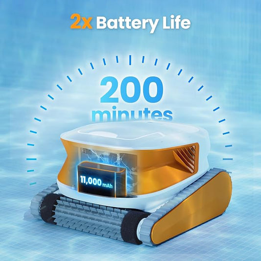2025 Chasing Hydro 3 Robotic Pool Cleaner for Inground/Above Ground Pools, 150W Cordless Pool Vacuum, Max 200min Runtime, 4.1L Filter Basket, Auto Waterline/Wall Cleaning, Max 1076 sq.ft Coverage