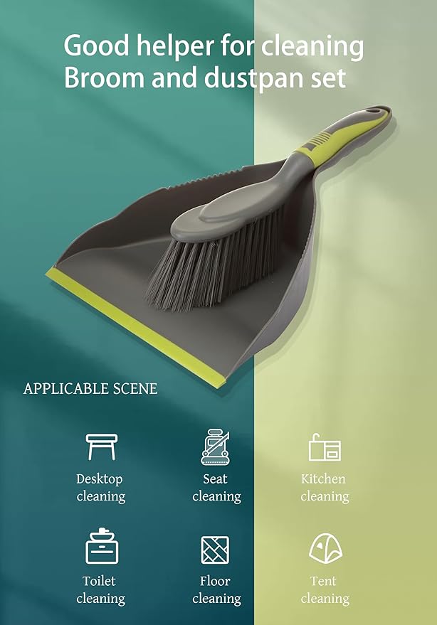 Dust pan Broom Dustpan Brush - Dust Pans with Brush, Dustpan and Brush Set, Handheld Broom and Dustpan Set are Used to Clean Kitchens, Floors, Tables, and Animal Cages.