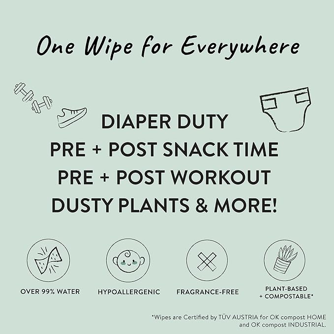 The Honest Company Hypoallergenic Multi-Use Baby Wipes for Sensitive Skin, Balance Blues, 576 Count