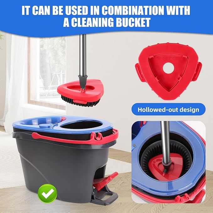 Microfiber Spin Mopping Refills Head for Oceda RinseClean 2-Tank System,1 Gray Mop Scrub Brush + 1 Mops Base + 6 Pack Easy Cleaning Mop Heads Replacements