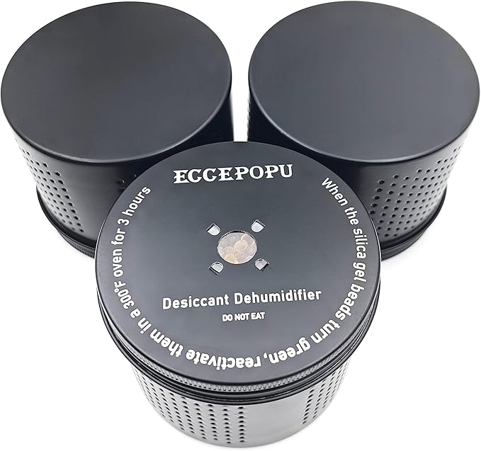 Gun Safe Dehumidifier 200g - Silica Gel Desiccant Canister, Moisture Absorber for Gun Cabinets & Safes, Protect 27 Cubic Feet, Black, Aluminum Shell
