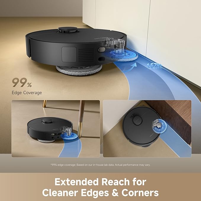 DREAME D30 Ultra Robot Vacuum and Mop, 25,000Pa Powerful Suction, All-in-One Base Station with 100 Days Auto-Empty, MopExtend Tech for Edge Cleaning, Smart Obstacle Avoidance, Black