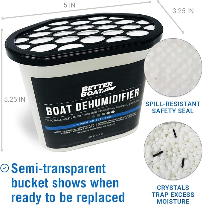 Moisture Absorber 4 Pack with Activated Charcoal Dehumidifier Bucket, Unscented Odor Absorber for Closet Basement Bathroom Boat RV, Disposable - Better Boat