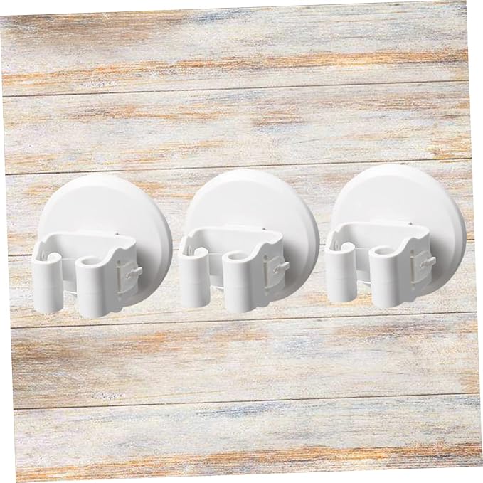 Happyyami 3pcs Mop and Broom Holder Wall-mounted Suction Cup Clamp for Cleaning Tools Broom Holder Wall Mount