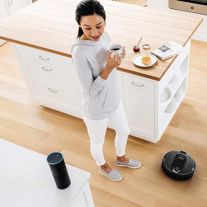 Shark RV1001AE IQ Robot Self-Empty XL, Robot Vacuum with IQ Navigation, Home Mapping, Self-Cleaning Brushroll, Wi-Fi Connected, Works with Alexa, Black