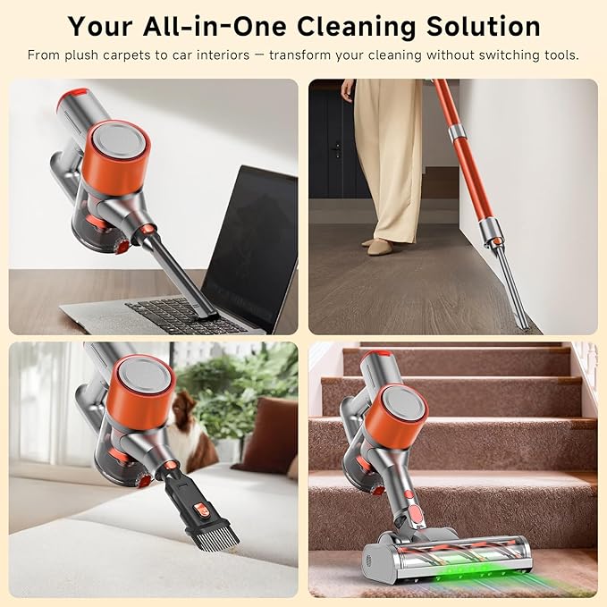 Stick Cordless Vacuum Cleaner - Lightweight Handheld Vacuum with Self Standing, Removable Battery with 45min Running Time, Anti-tangle Wireless Vacuum for Home Pet Hair/Hardwood Floor/Carpet OB