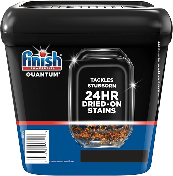 Finish Quantum Dishwasher Pods, No Pre-Rinse Dishwasher Detergent Soap Removes 24HR Dried-On Stain and Grease, Leaving a Virtually Spotless Shine, 48 Count