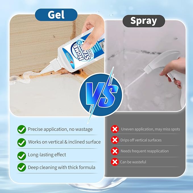 Home Stain Remover Gel, Heavy Duty Cleaner for Grout, Tiles, Kitchen Sinks, Showers, Washing Machines, Refrigerators, Bathtubs, Walls, Household Cleaning Solution, 5 Fl Oz