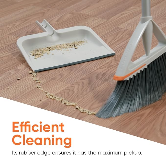 Superio Clip-On Dustpan with Rubber Lip - 10-inch Wide Durable Plastic Dust Pan with Comfort Grip Handle, White, 1-Pack