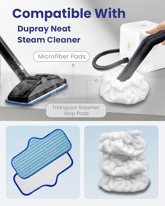 Steam Cleaner Accessories Compatible with Dupray Steam Cleaner, Triangle Microfiber Bonnet for Neat Steam Cleaner & Microfiber Pads, 6+6 Reusable Steamer Cloth Cover Cleaning Steam Mop Pad
