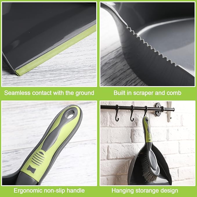 Zopeal 6 Set Dust Pan and Brush Set, Small Dustpan with Broom, Handheld Angle Broom and Dustpan Set for Home Room Kitchen Car Office Lobby Indoor Floor Cleaning