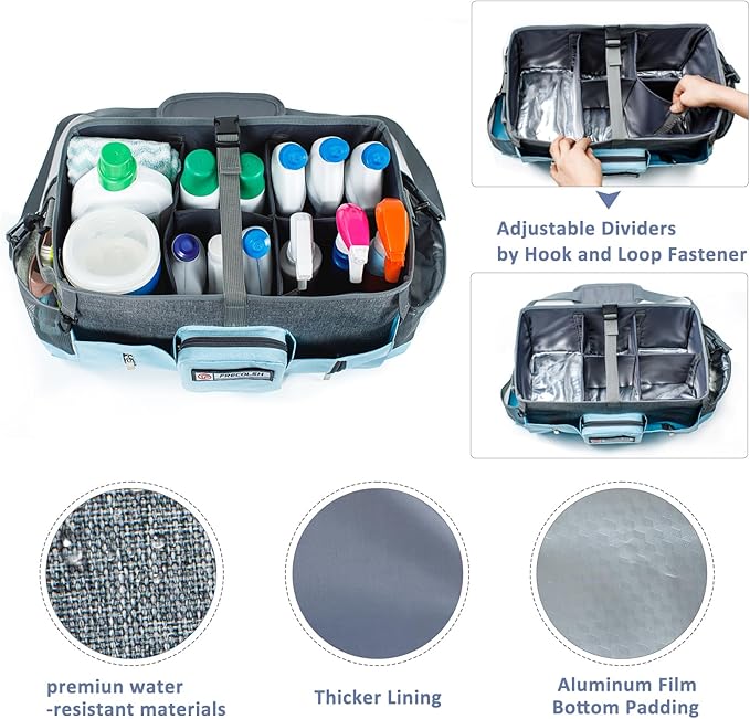 Large Cleaning Supplies Organizer-Cleaning Caddy Organizer With Handles & Shoulder Strap-Cleaning Bags for Cleaning Suppliers-Housekeepers Wearable Cleaning Tote Upgraded