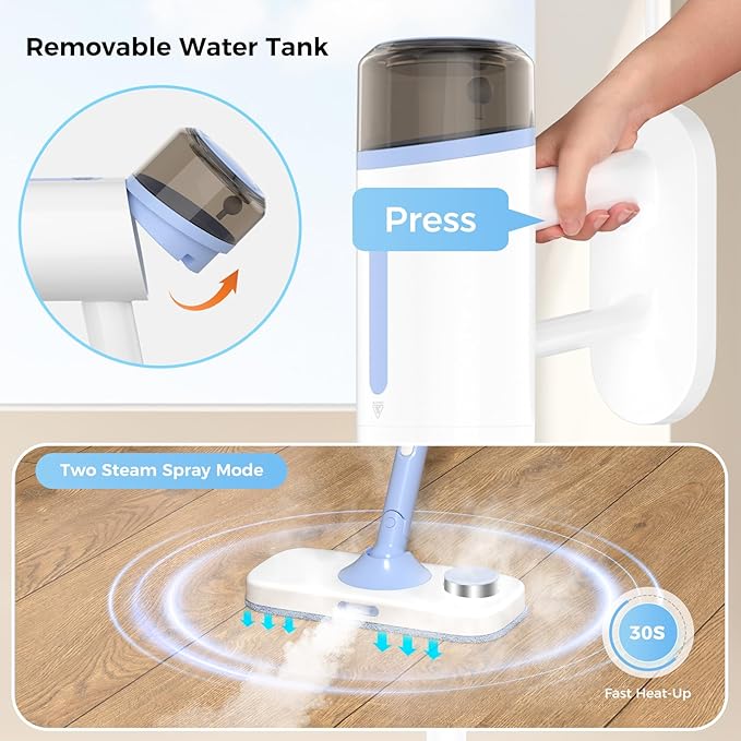 10 in 1 Floor Steamer with Detachable Handheld Steam Cleaner Perfect for Hardwood Floors, Clothes, Windows, Tiles, Furniture, Carpet, Whole Home Use,Steam Mop for Floor Cleaning