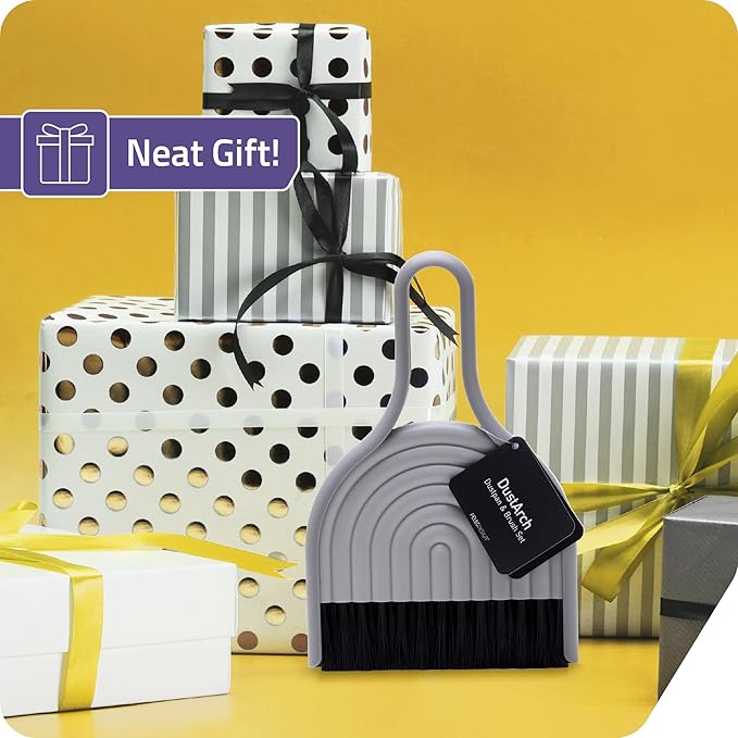 Peleg Design DustArch - Mini Dustpan and Brush Set, Small Dustpan and Broom with Modern Charm, Handheld Broom and Dustpan Set for Home, Office & Travel