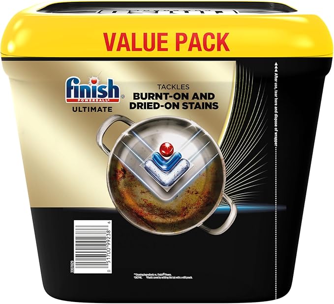 Finish Ultimate Dishwasher Pods,No Pre-Rinse Dishwasher Detergent Soap Removes Burnt-On Stain,with CycleSync Technology,Degreasing & Scrubbing Power,(Packaging may vary),52 Count (Pack of 3)
