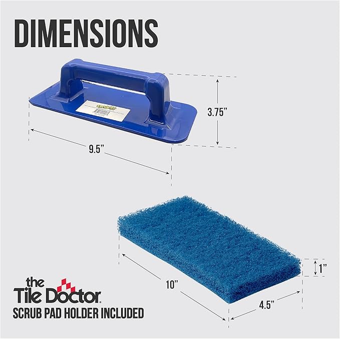 Scrub Doctor 6-Pack of 10 x 4.5 x 1 in. Large Blue Scrub Pads and Scrub Pad Holder Scrub-HLD-L-BLU-6, All-Purpose Kitchen Scrub Pads for Dishes, Porcelain Sinks, Tile, Metal Wheels, Tires, and Boats