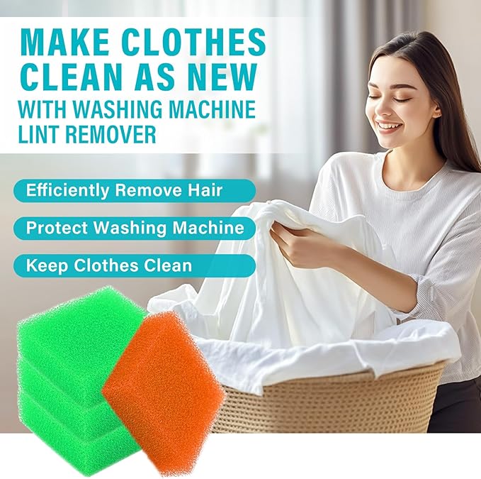 Pet Hair Remover for Laundry, 6Pcs Reusable Lint Remover for Laundry Pet Hair Catcher, Soft Dog Hair Remover for Washing Machine, Orange&Green