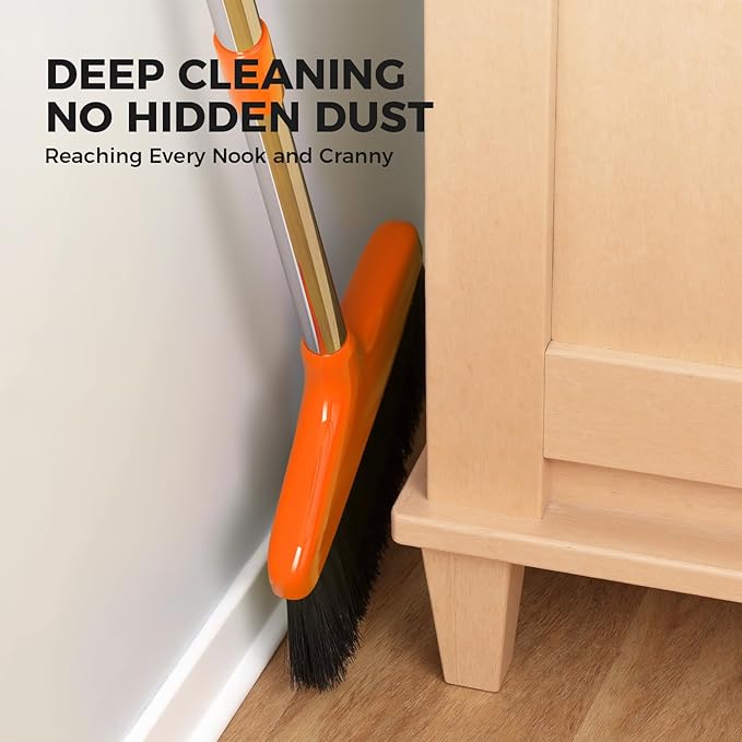 Handy Broom, Indoor/Outdoor Brooms, Duty Kitchen Broom, for Home Garage Kitchen Office Courtyard Lobby Patio Lawn Concrete (2, Orange)