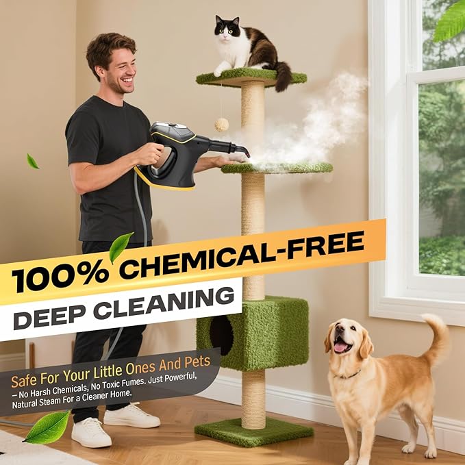 10S Instant Heat Steam Cleaner for Home with Constant Spray & Safety Lock, Natural & Pressuried Steamer for Deep Cleaning, Multipurpose Handheld Steam Cleaner with 9 Tools for Car/Kitchen/Grease/Tiles