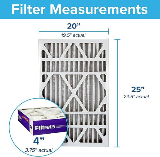 Filtrete 20x25x4 Slim Fit (3.75" width) AC Furnace Air Filter, MPR 1550, MERV 12, Fits AprilAire & Carrier, CERTIFIED Asthma & Allergy Friendly, 2-Pack (Actual Size 19.50 x 24.50 x 3.75)