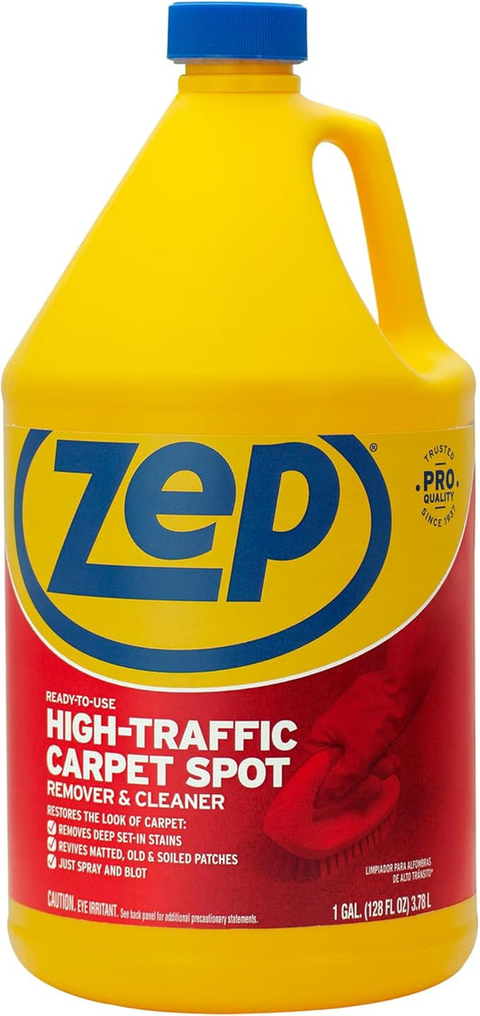 Zep High Traffic Carpet Cleaner - 1 Gallon (Case of 4) ZUHTC128 - Penetrating Formula Removes Deep Stains. Make High-Traffic Areas Look New Again