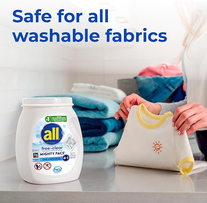 all Unit Dose Laundry Detergent, Mighty Pacs, Free Clear, 80 Count