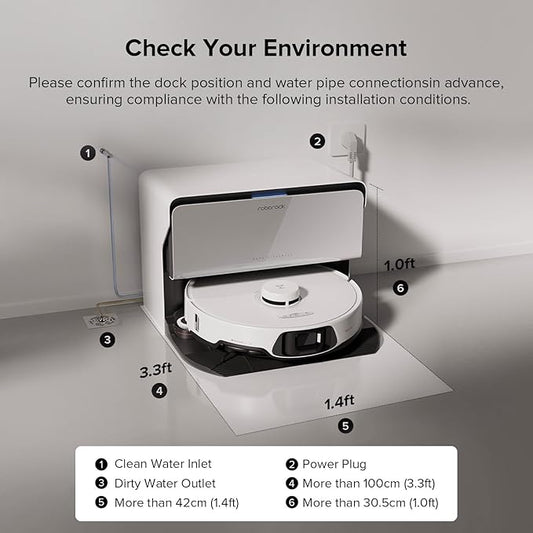 roborock S8 MaxV Ultra with Refill & Drainage System Robot Vacuum and Mop, Check Installation Space First, FlexiArm Design, Auto Mop Wash&Dry 10000Pa Suction, Obstacle Avoidance, 20mm Auto Mop Lifting