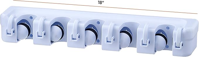 Superior 5 Slot Mop and Broom Organizer (White)
