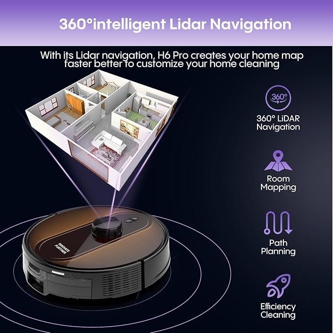 Robot Vacuum and Mop with Mapping, 5000Pa Robotic Vacuum Cleaner with Self Emptying Station for 90 Days Hands-Free, LiDAR Navigation, No-Go Zones, Wi-Fi/App/Alexa Control, for Pet Hard Floors Carpet