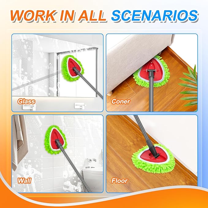 2 Pack Mop Pads Compatible with O-Cedar Easy Wring 1-Tank Spin Mop System, Hardwood Floor Cleaning, Green