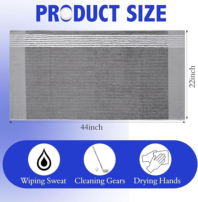 Buryeah Golf Towel 22 x 44 Inch Cotton Golf Caddy Towel Camping Large for Caddies Golfers Tour Players Club with Stripe
