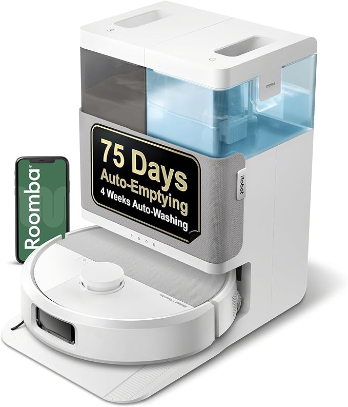 iRobot Roomba Plus 505 Combo Robot Vacuum & Mop with AutoWash Dock - Extending Spinning Mop Pads, Self-Empties, Pad Wash & Heated Drying, Self-cleaning, Recognizes & Avoids Obstacles, LiDAR Navigation