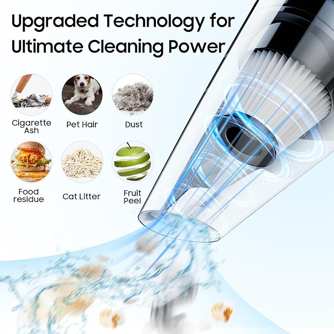 Hand Held Cordless Vacuum Cleaner Rechargeable - Handheld Car Vacuum with Strong Suction, Lightweight & Low Noise, Clean Dust & Hair Quickly
