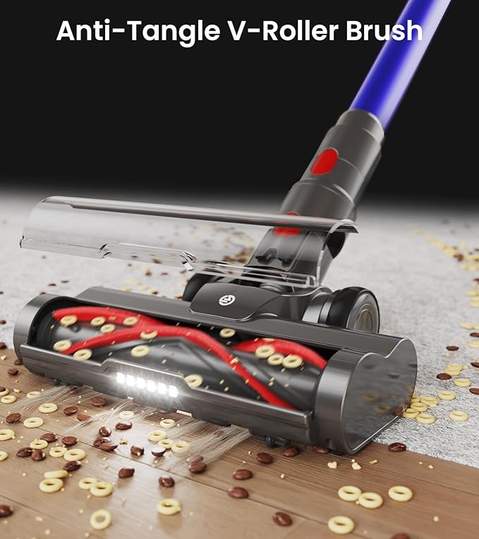 Cordless Vacuum Cleaner, 550W 45kPa 60Mins Vacuum Cleaners for Home with LED Display, Self-Standing Stick Vacuum with Anti-Tangle Brush, Rechargeable Vacuum Cordless for Pet Hair/Carpet/Floor
