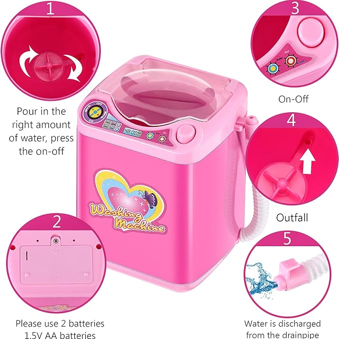 Hsei Mini Washing Machine Makeup Brush Cleaner Plastic Electric Automatic Washing Machine Sponge Cleaner for Ladies