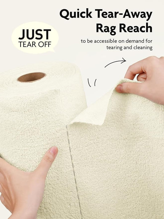 Fantasticlean Microfiber Cleaning Cloth Roll -30 Pack, Tear Away Microfiber Towels, 12" x 12", Reusable, Washable, Scratch Free, Ultra Absorbent Dishcloth for All-Around Cleaning Supplies (Beige)