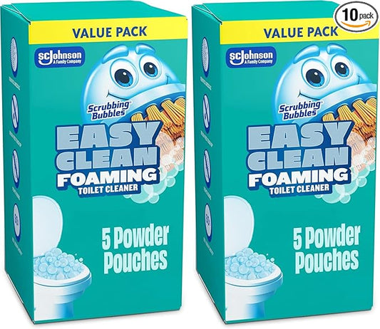 Scrubbing Bubbles Easy Clean Foaming Toilet Bowl Cleaner, Easy Toilet Drop In Powder Pouches, 100g (5 Pouches) (Pack of 2)