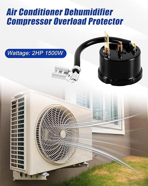 Universal Air Conditioner Dehumidifier Compressor Overload Protector, 2HP 1500W, 2Pcs