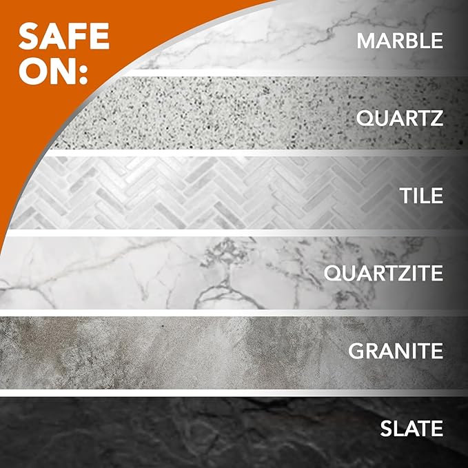 Weiman Granite and Stone Cleaner 3-in-1, Removes Grease, Stains & Watermarks, Streak-Free Formula with Stain Shield Technology, Safe on Marble, Quartz, Tile, Granite, Quartzite & Slate
