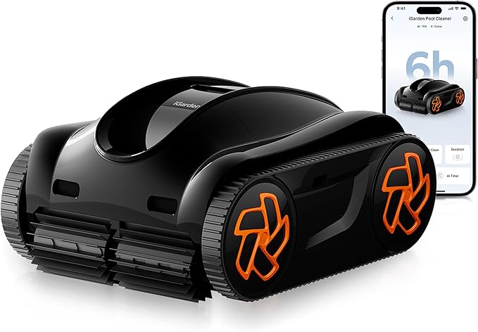 (2025 Upgrade) Pool Cleaner K60, 6H Runtime Cordless Robotic Pool Vacuum, Touch Screen, Smart Navigation, Cleans Floor, Walls, Waterline, Ideal for Above & In-Ground Pools, Self-Parking