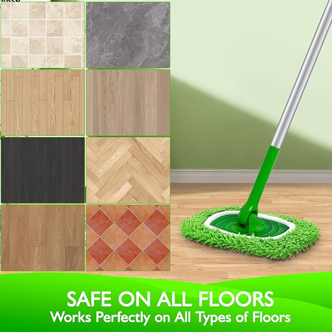 Reusable Wet Pads Refill for Swiffer Sweeper Mop - Dry Sweeping Cloths & Wet Mopping Cloths for Household Cleaning - Washable Microfiber Pads for Mopping Floors - 6 Pack (Mop is not Included)