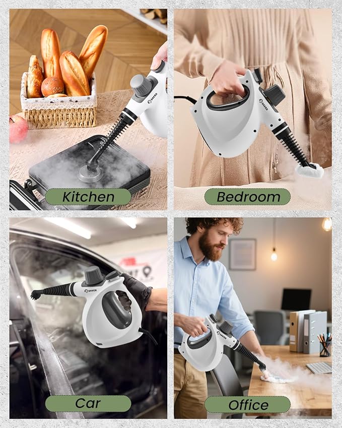 Saker Handheld Steam Cleaner Upgraded,Portable Steam Cleaner for Home,1050W Steam Cleaner,Quick Heating & Deep Cleaning of Floors, Cars, and Kitchen(with 5 Fiber Cloths)