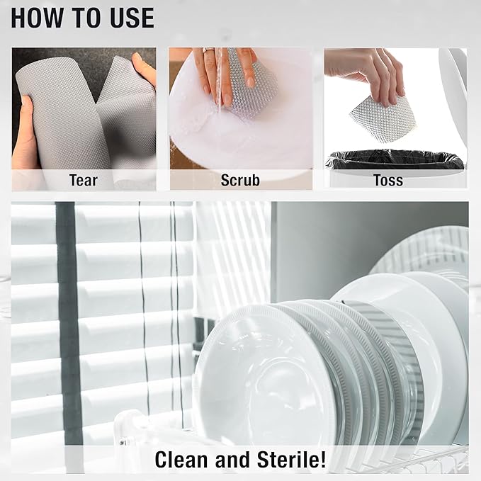 Daily Dish Scrubber Sheet Non-Scratch Household Disposable Cleaning Sponges | Recyclable, Eco-Friendly & Perfect for Kitchen, Home Cleaning and Outdoor Use (1, Beige)
