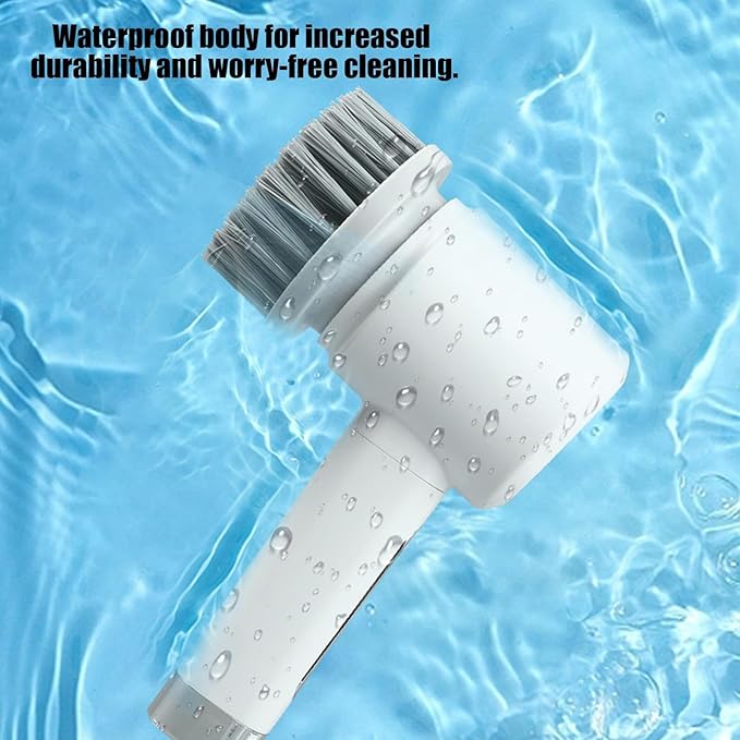 Electric Scrubber for Cleaning | 3-level Electric Household Tool with 5 Brush Heads | Shower Cleaner Brush | for Bathtub Tile Grout Floor Toilet Kitchen Wall Home Household Apartment Car Baseboard Was