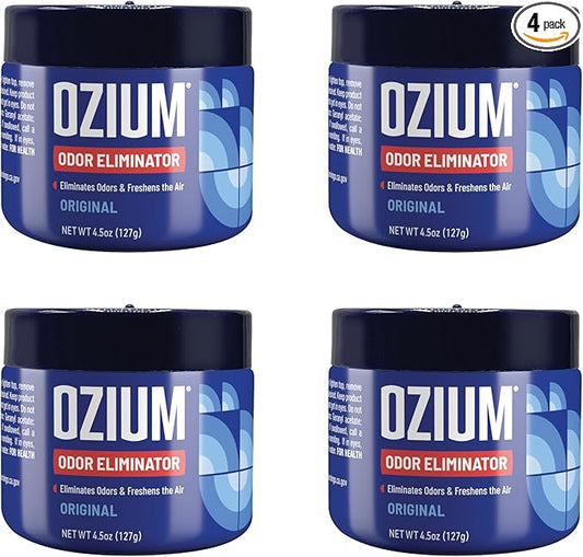 Ozium 4.5 Oz. Odor Eliminating Gel for Homes, Cars, Offices and More, Original, 4 Pack