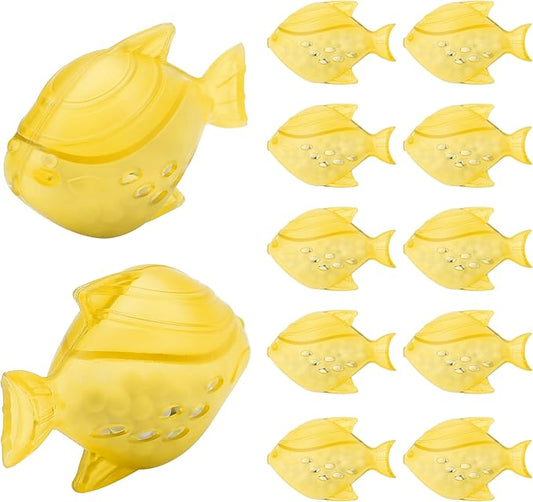 Funmit Humidifier Cleaning Fish, 12 Pack Humidifier Cleaner for Humidifiers and Fish Tanks, Purifies Water, Prevents Hard Water Build-Up, Reduces Scale, Yellow
